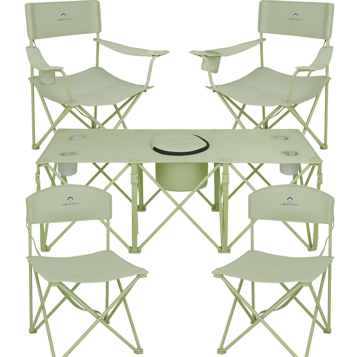 CAMPHILL Camping Chair Set of 3, Outdoor Folding Camping Chairs for Heavy People with Cup Holder & Carry Bag,Collapsible Chair Include One Sofa Chair and Two Single Chair,Support up to 500lbs