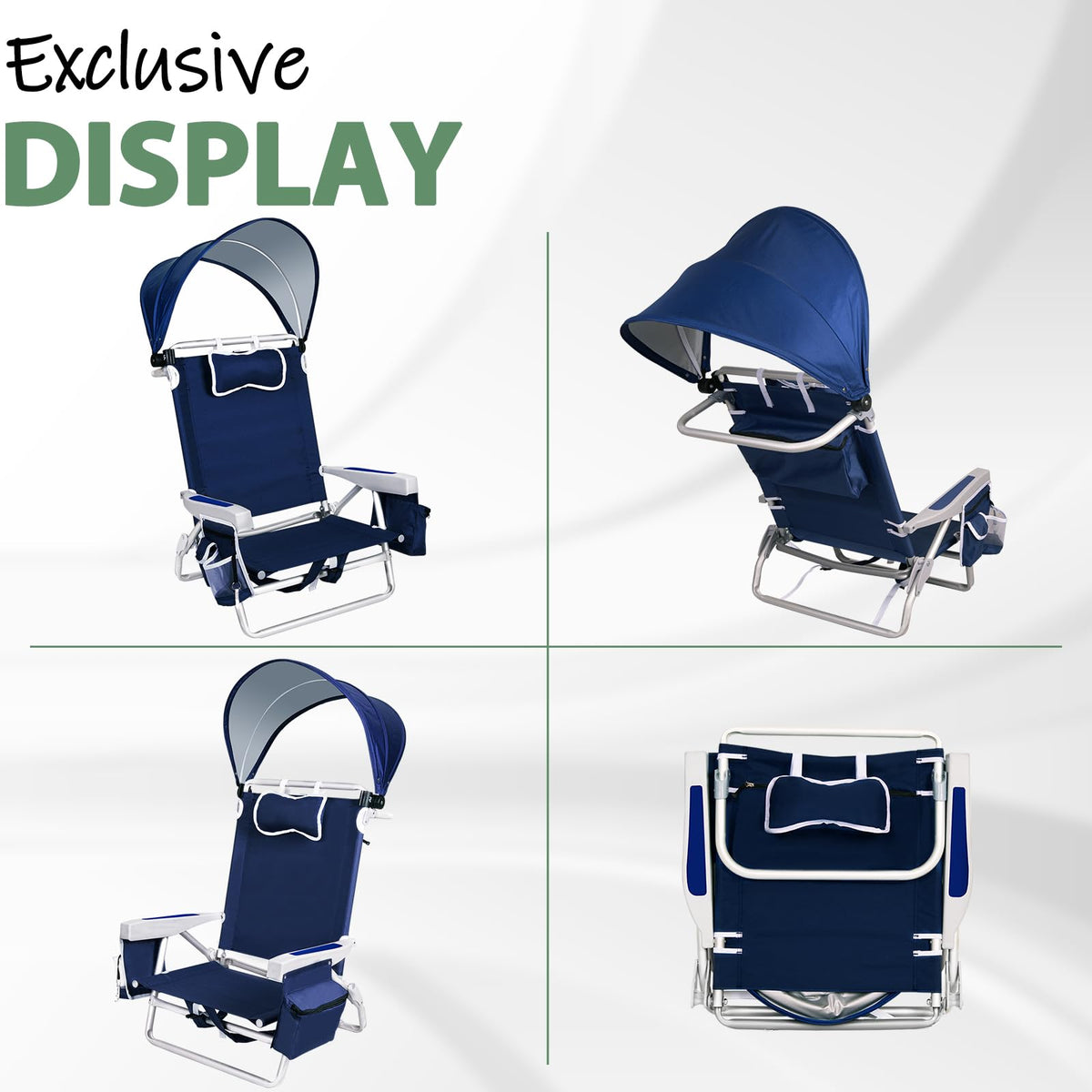 Romswi Beach Chair with Canopy 2 Pack