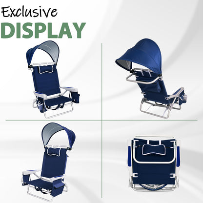 Romswi Beach Chair with Canopy 2 Pack