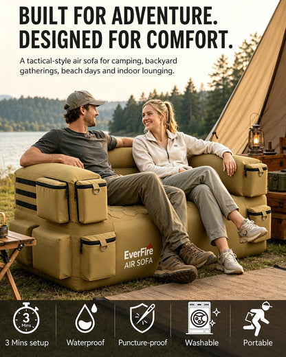 Portable Inflatable Couch with Built-in Pump – Durable Blow Up Sofa for Camping, Backyard, Beach, Party, Festivals, & Indoor Use – Comfortable, Puncture-Resistant Outdoor Furniture Inflatable Loveseat