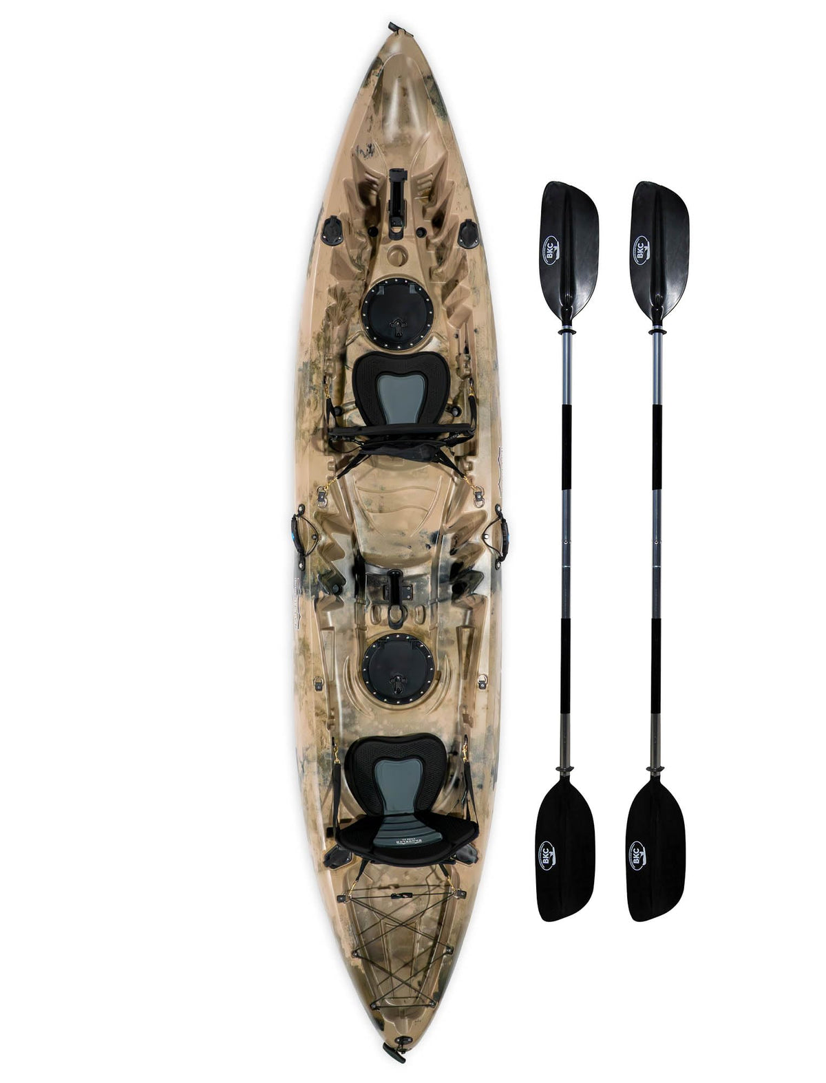 BKC Brooklyn 12.5 Tandem Fishing Kayak, 2 to 3 Person Sit-on-Top