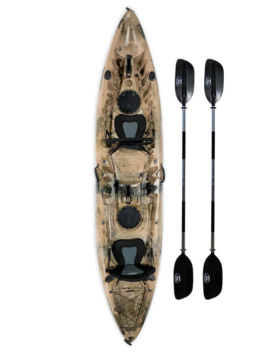 BKC Brooklyn 12.5 Tandem Fishing Kayak, 2 to 3 Person Sit-on-Top