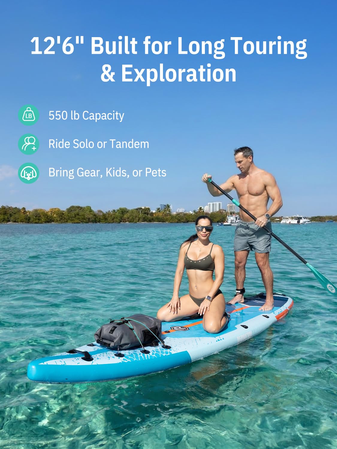 Niphean 12'6'' Inflatable Paddle Board with Accessories Touring SUP