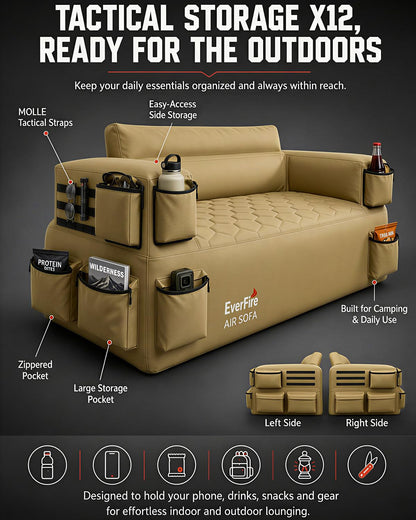 Portable Inflatable Couch with Built-in Pump – Durable Blow Up Sofa for Camping, Backyard, Beach, Party, Festivals, & Indoor Use – Comfortable, Puncture-Resistant Outdoor Furniture Inflatable Loveseat