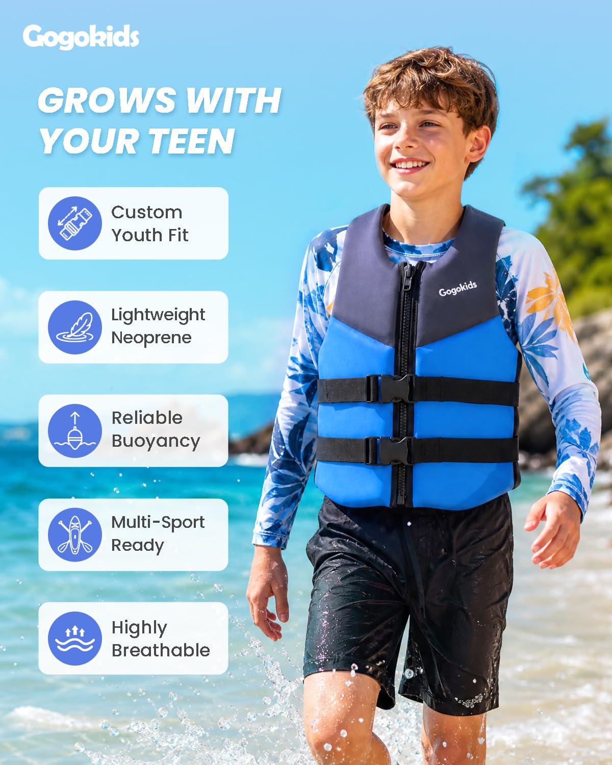 Gogokids Toddler Swim Vest Floaties, Swimming Jacket Pool Floats 33-125 lbs