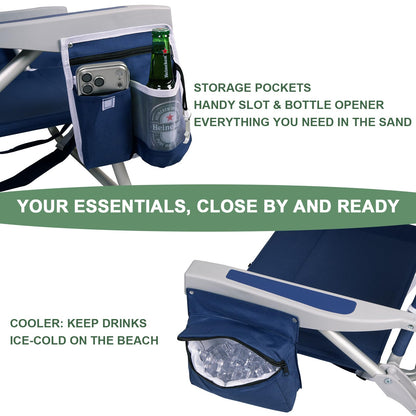 Romswi Beach Chair with Canopy 2 Pack