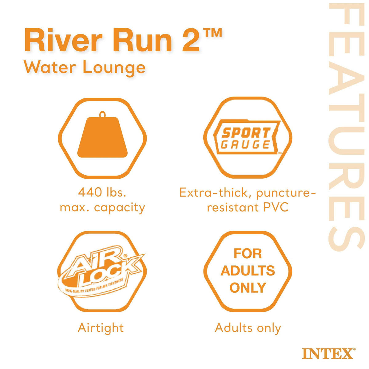 INTEX River Run 2 Inflatable 2-Person Floating Lake Lounge, 3-Pack