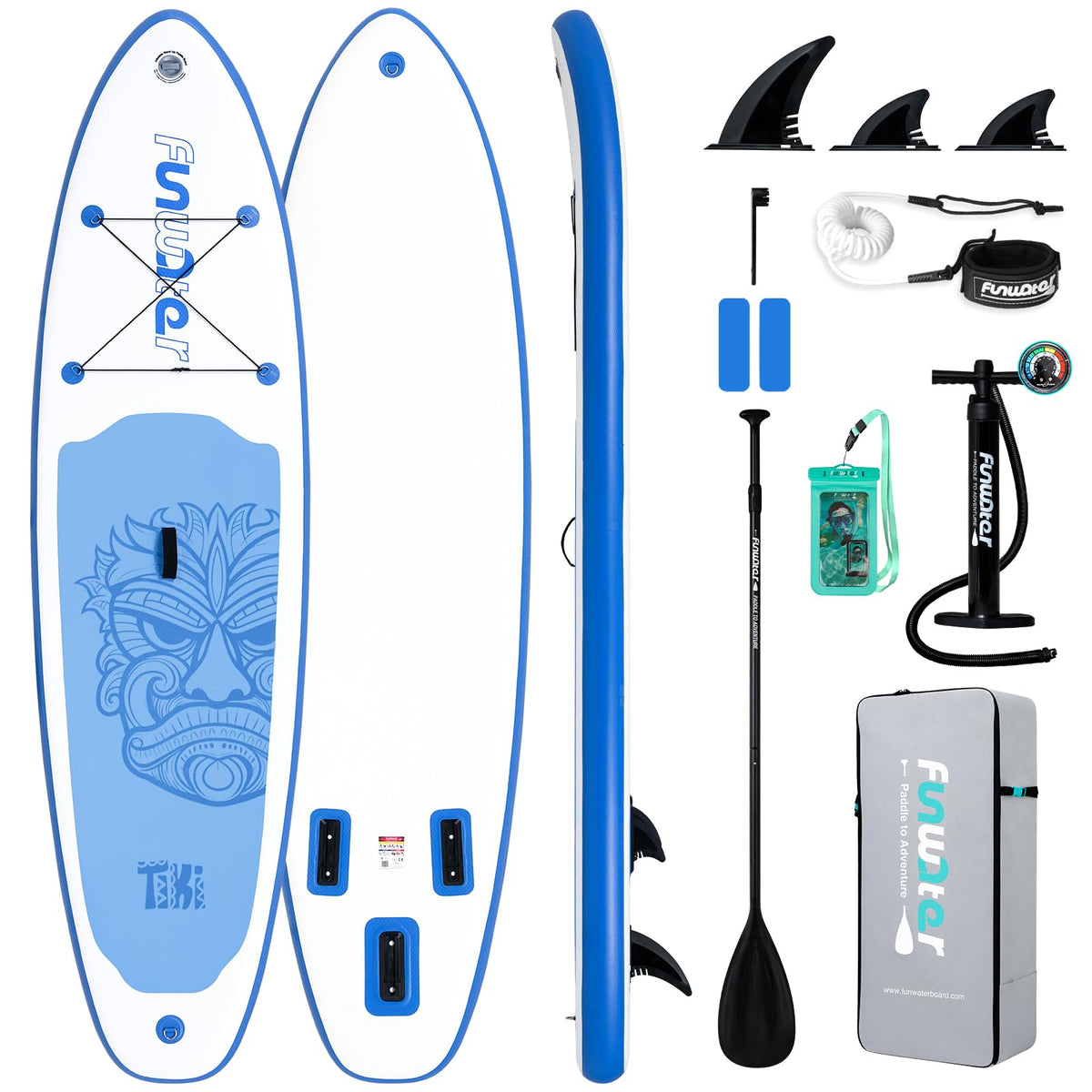 FunWater Inflatable Stand Up Paddle Board with Beginners SUP Accessories
