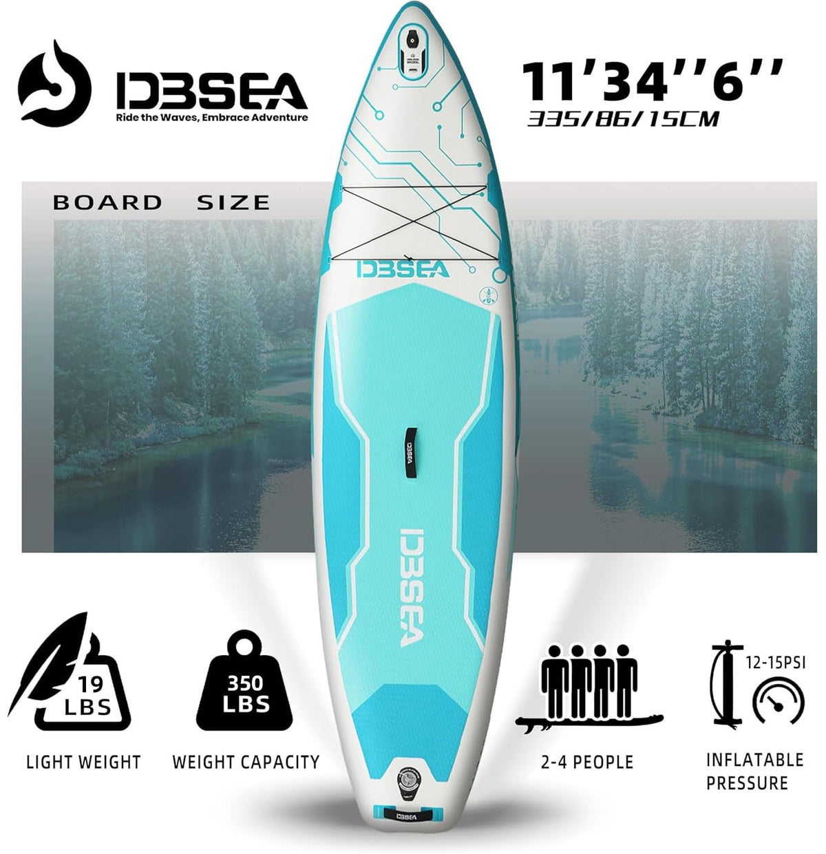 D3SEA Extra Wide Inflatable Stand Up Paddle Board