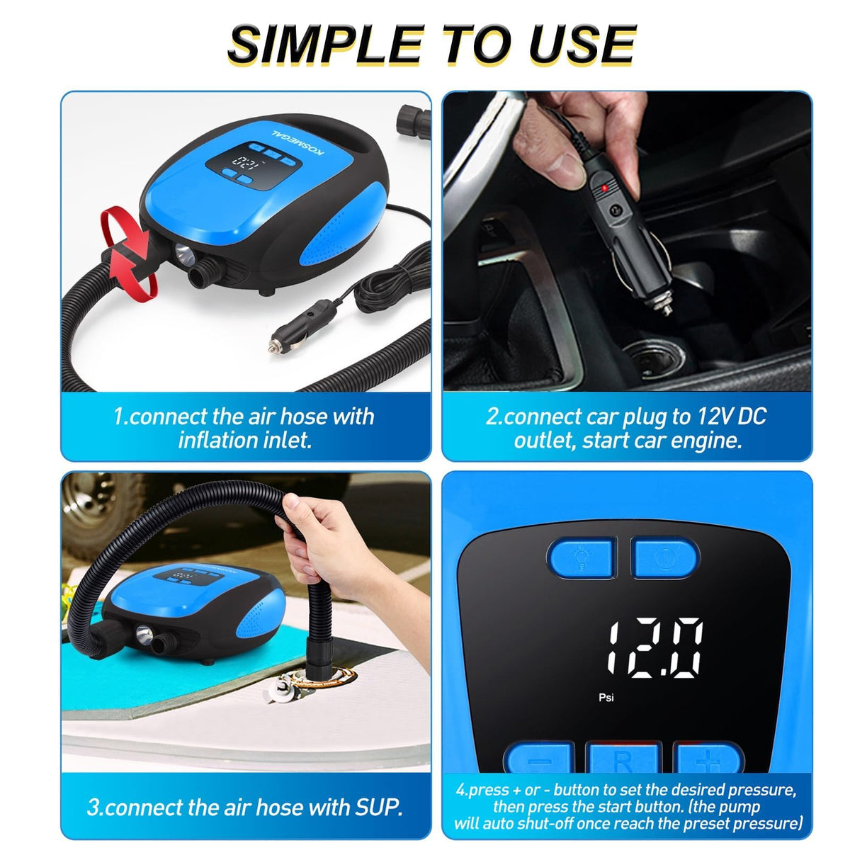 Electric SUP Pump with 20 PSI Auto Shutoff