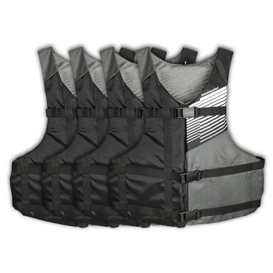 Stohlquist Universal Fit Adult Life Jacket PFD (4 Pack) Coast Guard Approved, for Men and Women 90+ lbs, Lightweight Neoprene and Adjustable, Ideal for Boating, Kayaking & Water Sports