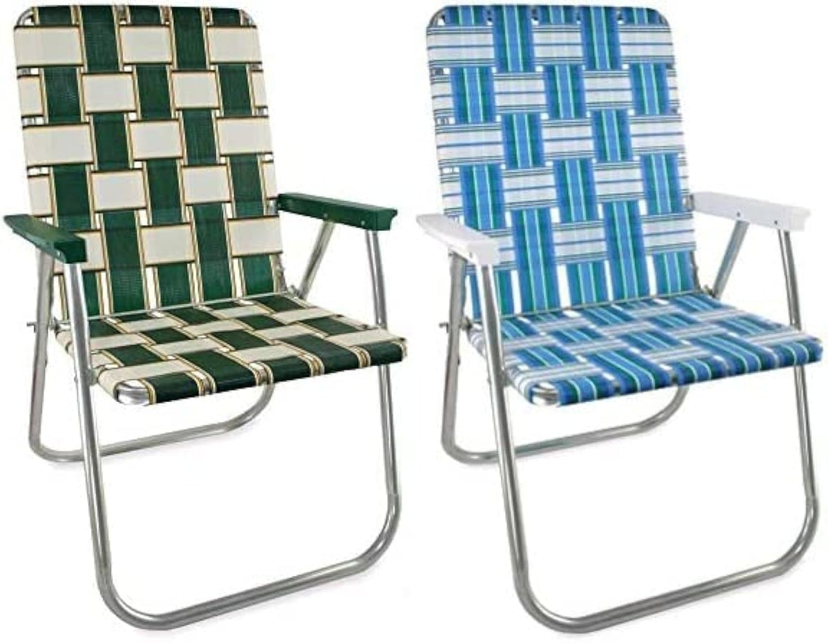 Lawn Chair USA - Outdoor Chairs for Camping. Made with Lightweight Aluminum Frames and UV-Resistant Webbing. Folds for Easy Storage 2- Pack