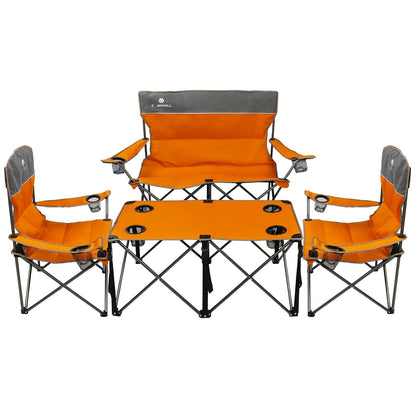 CAMPHILL Camping Chair Set of 3, Outdoor Folding Camping Chairs for Heavy People with Cup Holder & Carry Bag,Collapsible Chair Include One Sofa Chair and Two Single Chair,Support up to 500lbs