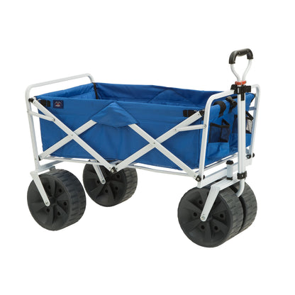 Mac Sports Heavy Duty Collapsible Folding All Terrain Utility Beach Wagon Cart for Beach Accessories, Umbrellas, Camping Gear, and More