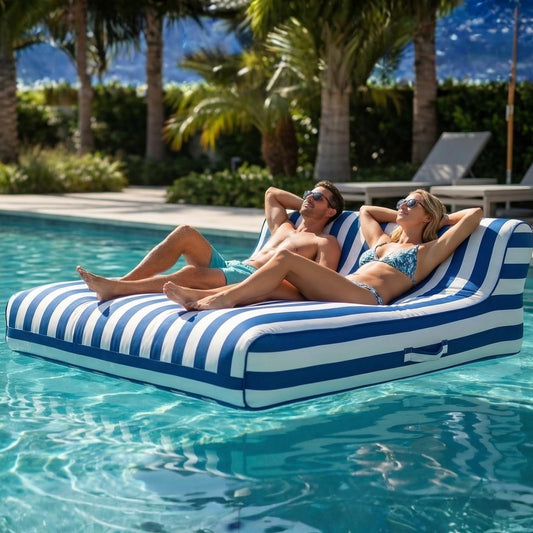 GUTE Upholstered Stylish Pool Float Lounger Recliner, Large Floating Chair & Backrest, Heavy Duty Lake, Beach - Comfortable Tube, Durable Water Floaty Tanning Lounge