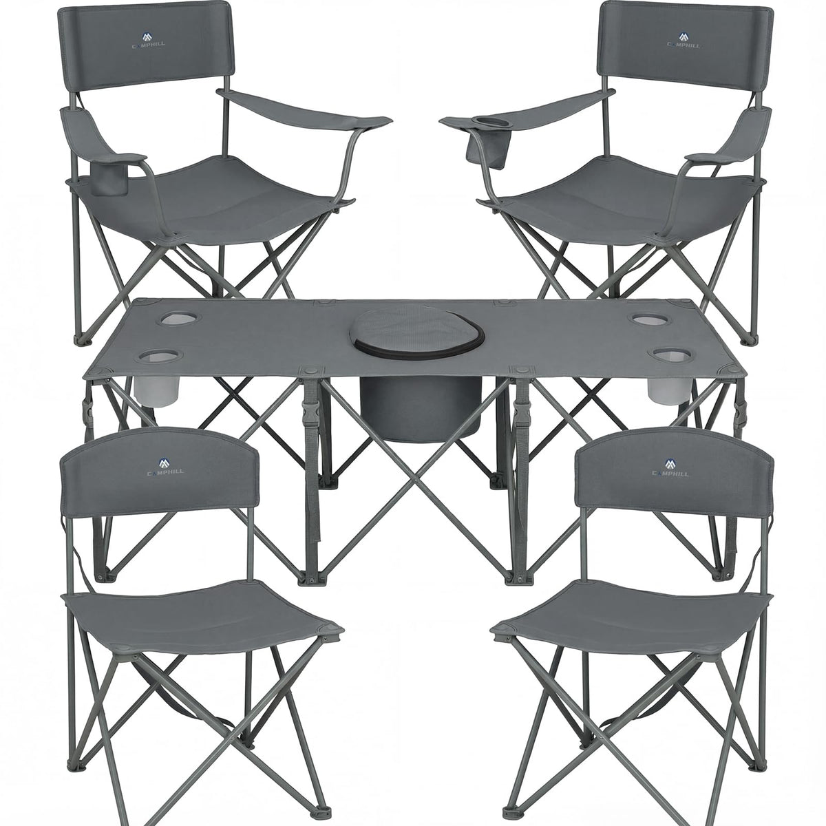 CAMPHILL Camping Chair Set of 3, Outdoor Folding Camping Chairs for Heavy People with Cup Holder & Carry Bag,Collapsible Chair Include One Sofa Chair and Two Single Chair,Support up to 500lbs