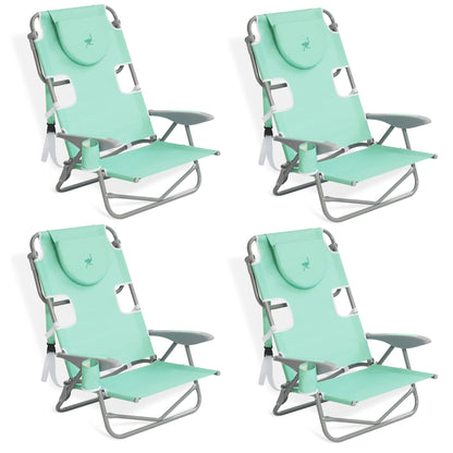 Ostrich The Heavy-Duty Backpacker, Portable Beach Chair w/Face Hole,4 Pack