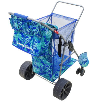 Tommy Bahama Wonder Wheeler Deluxe Folding Beach Cart, Blue