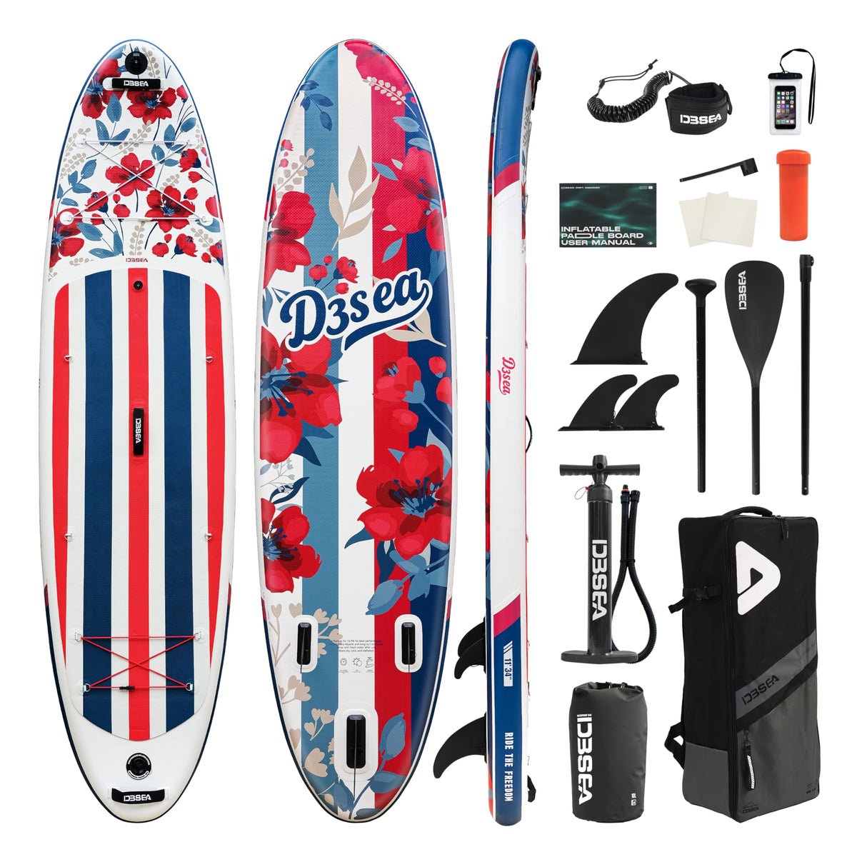 D3SEA Extra Wide Inflatable Stand Up Paddle Board