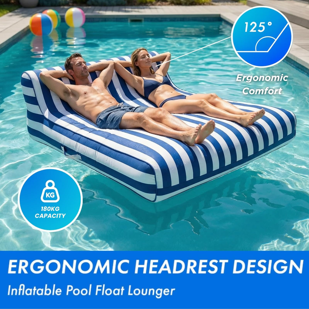 Upholstered Pool Lounger with Reclining Backrest