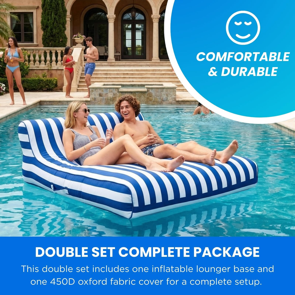 Upholstered Pool Lounger with Reclining Backrest