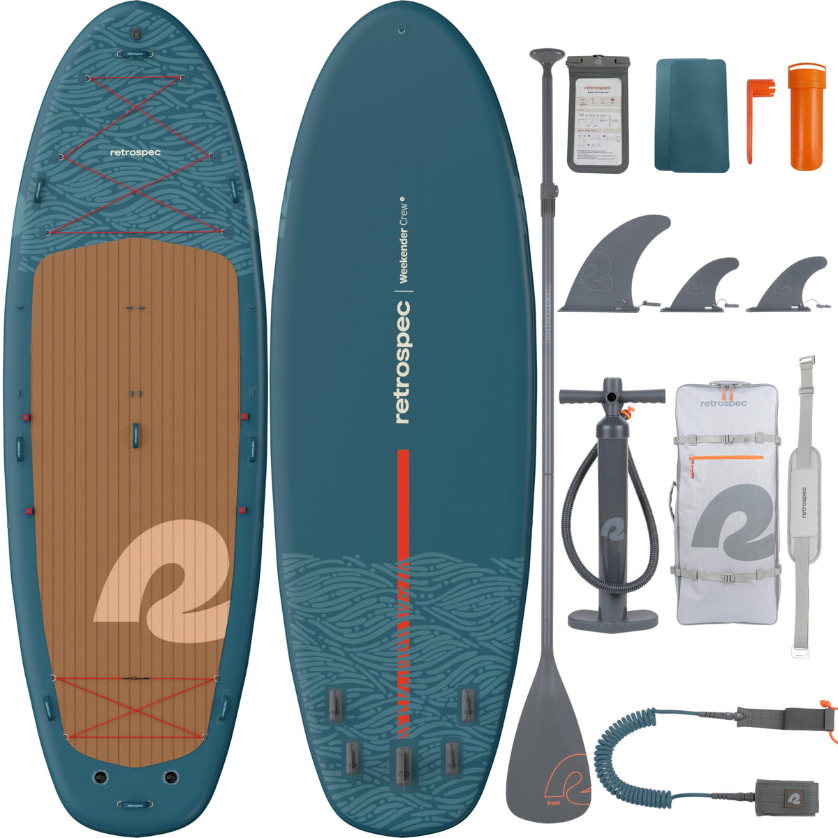 Retrospec Weekender Crew Multi-Person Paddle Board, Inflatable, Party SUP
