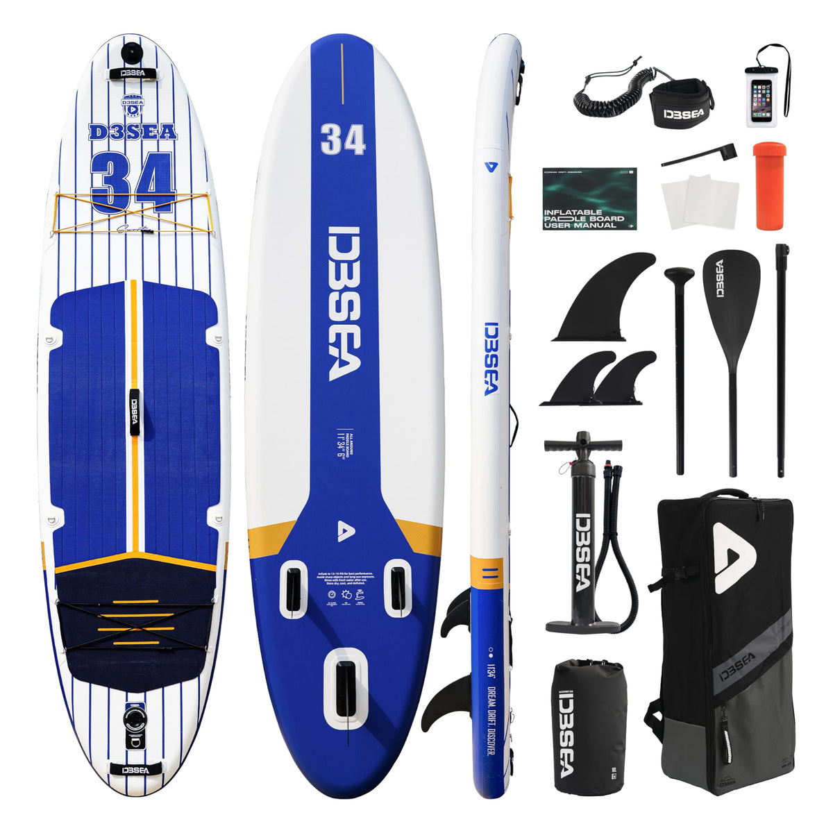 D3SEA Extra Wide Inflatable Stand Up Paddle Board