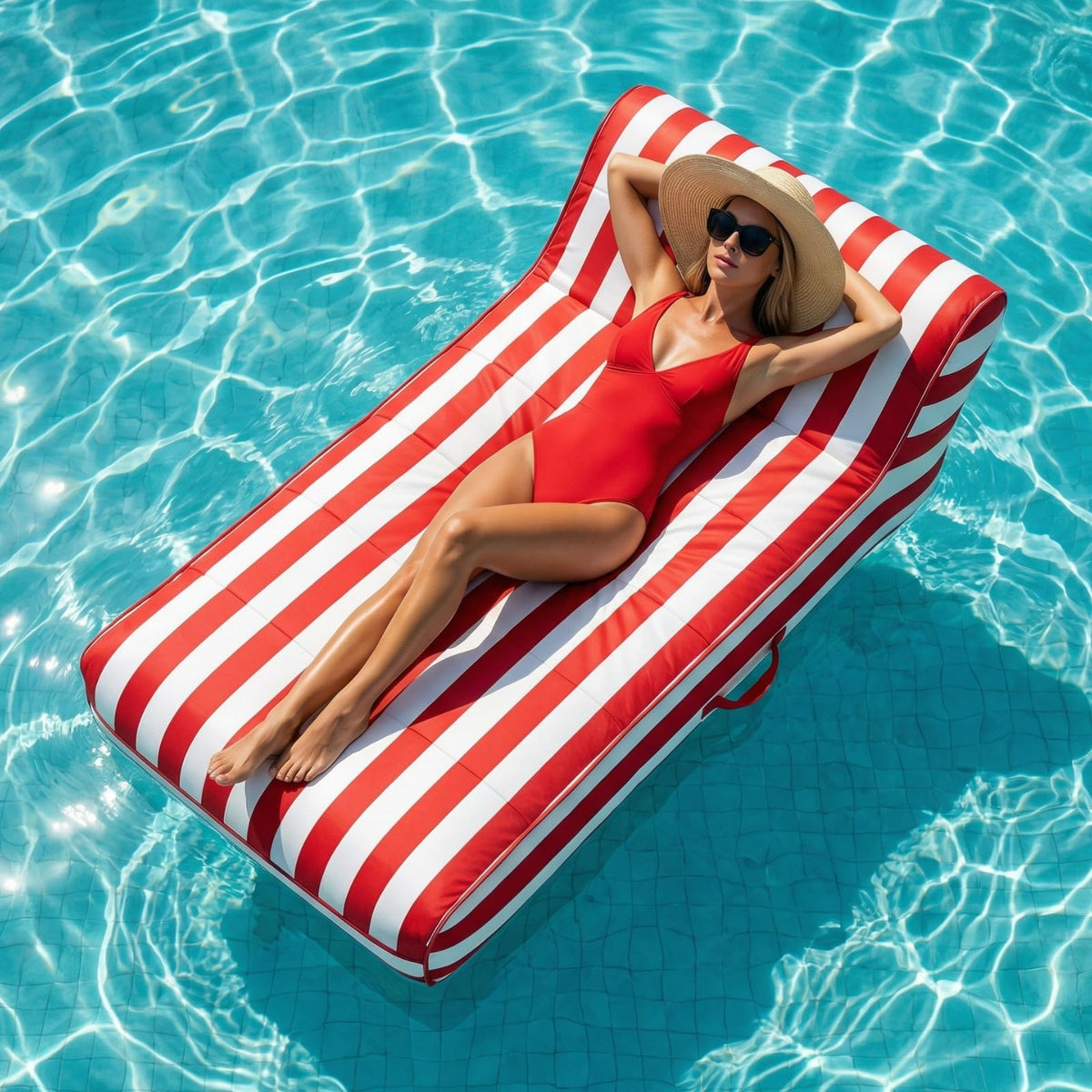 Upholstered Pool Lounger with Reclining Backrest