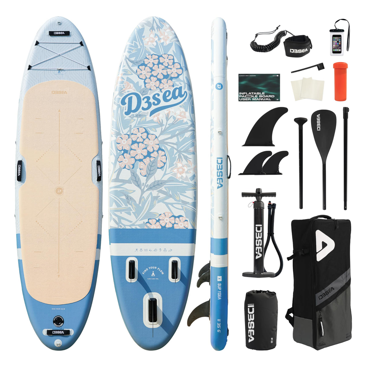 D3SEA Extra Wide Inflatable Stand Up Paddle Board