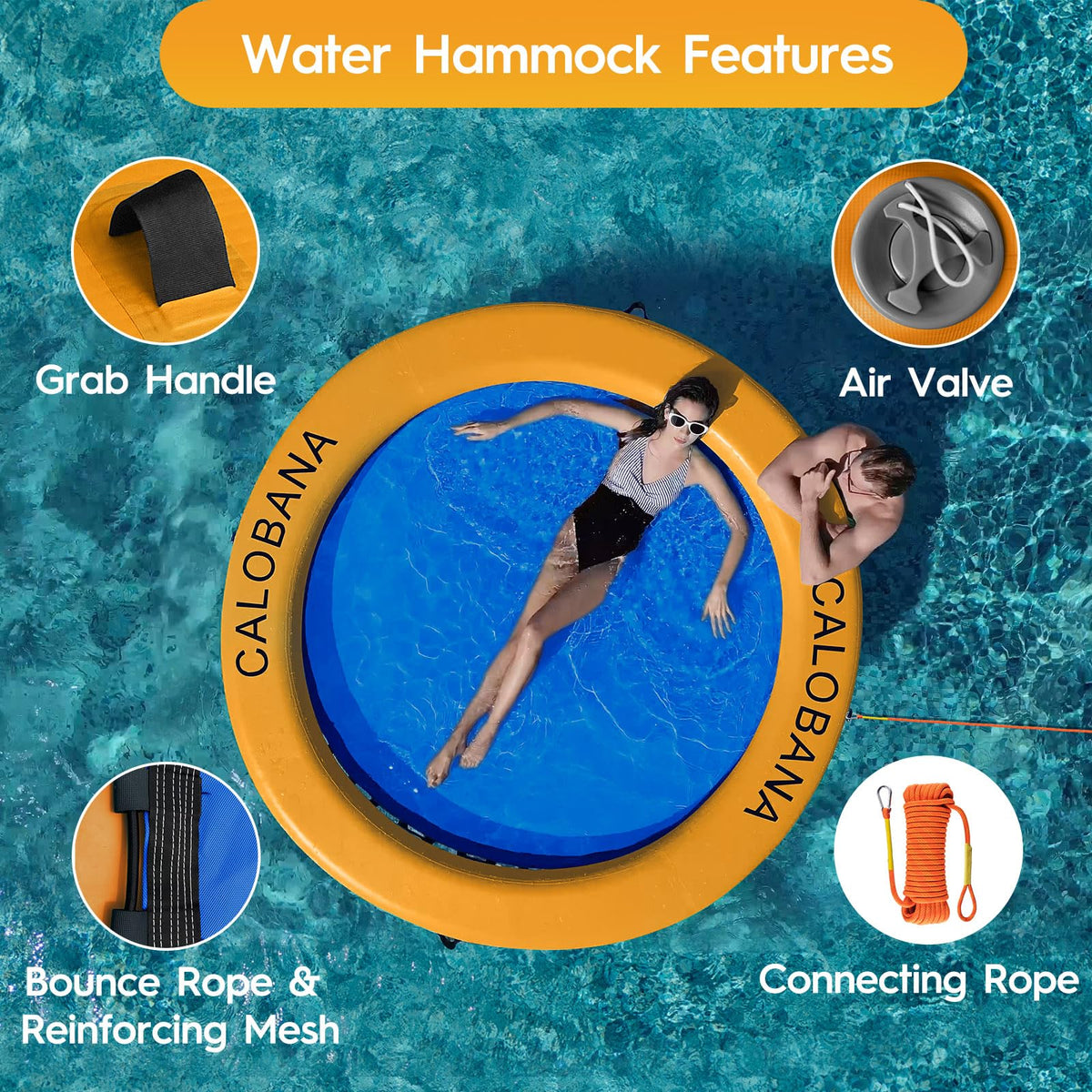 Inflatable Water Hammock with Round Floating Ring