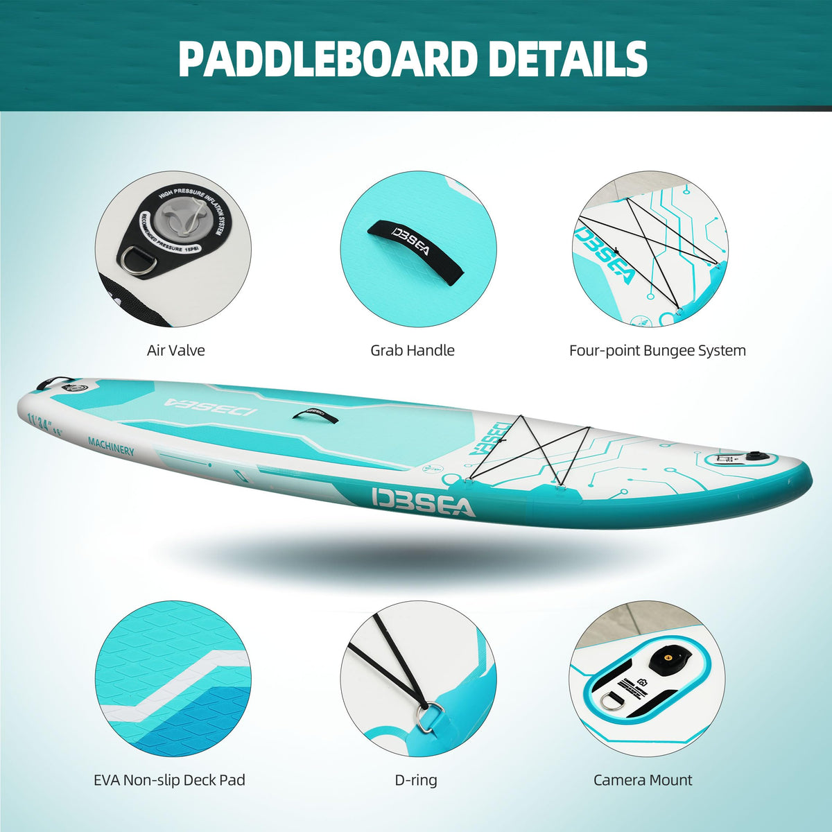 D3SEA Extra Wide Inflatable Stand Up Paddle Board