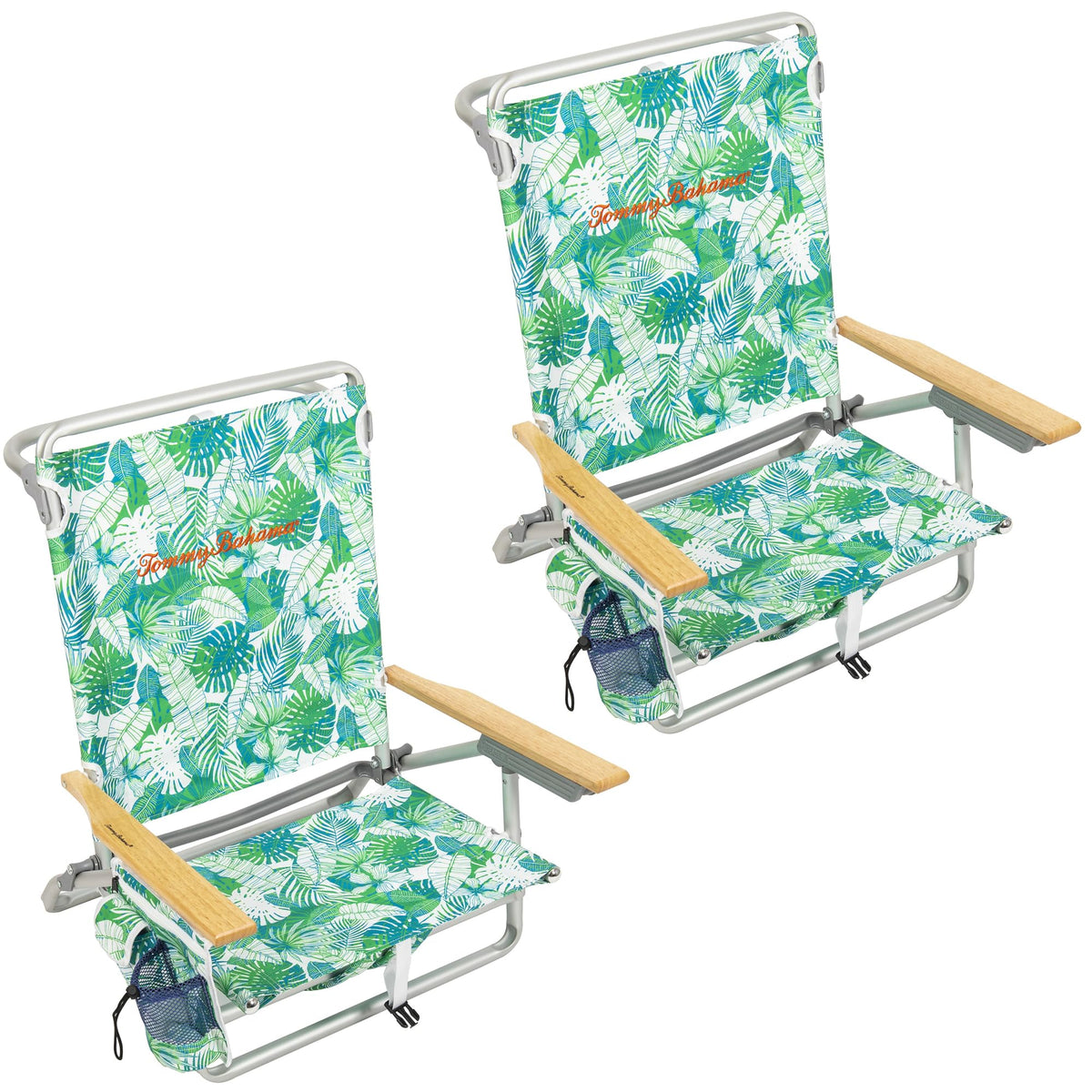 Tommy Bahama 5-Position Classic Lay Flat Backpack Beach Chair with Cooler and Cup Holder, Portable Folding Beach Chair for Tanning
