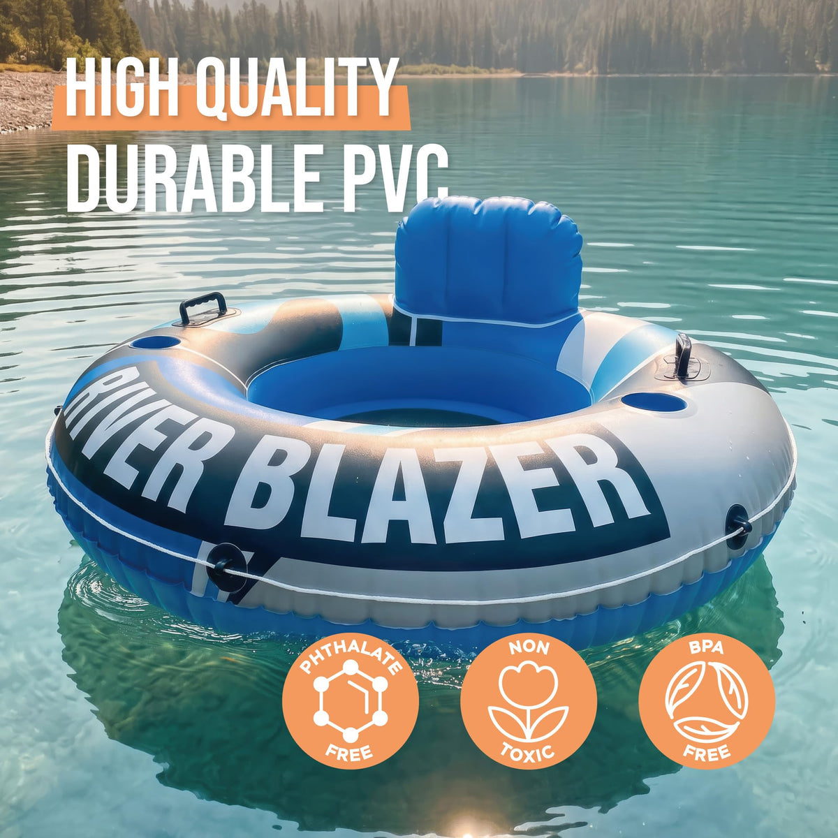 Heavy-Duty River Tube with Dual Cup Holders