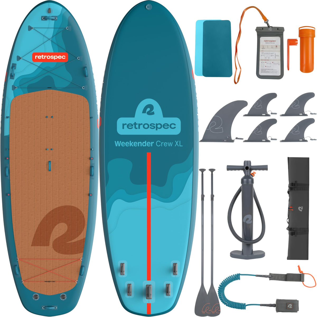 Retrospec Weekender Crew Multi-Person Paddle Board, Inflatable, Party SUP