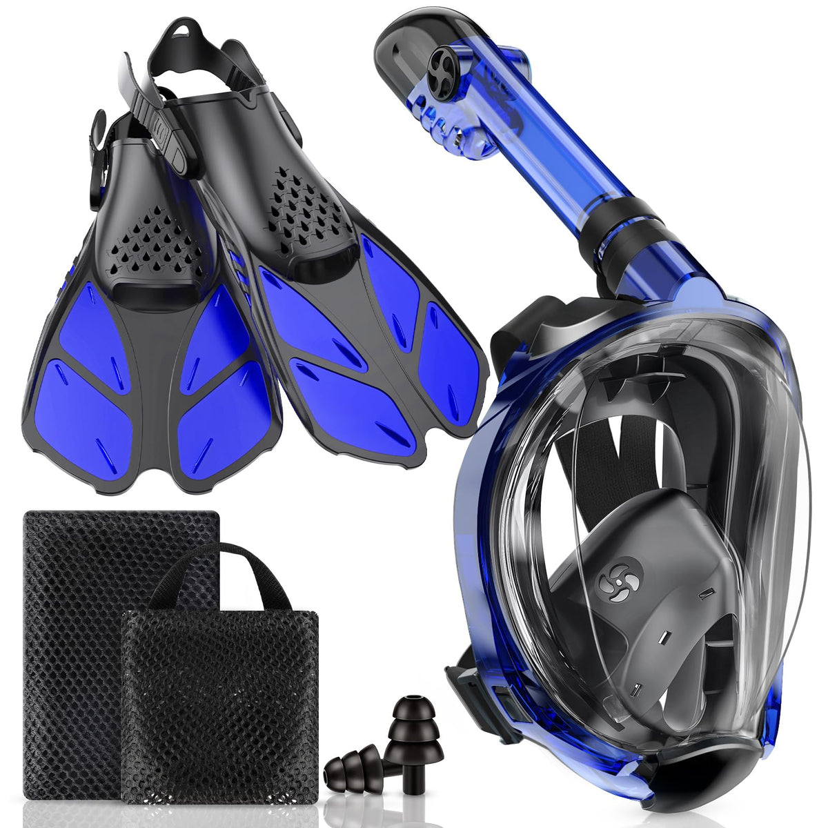 Viginsul Snorkeling Gear for Adults Full Face Snorkel Mask Fins Snorkel Set
