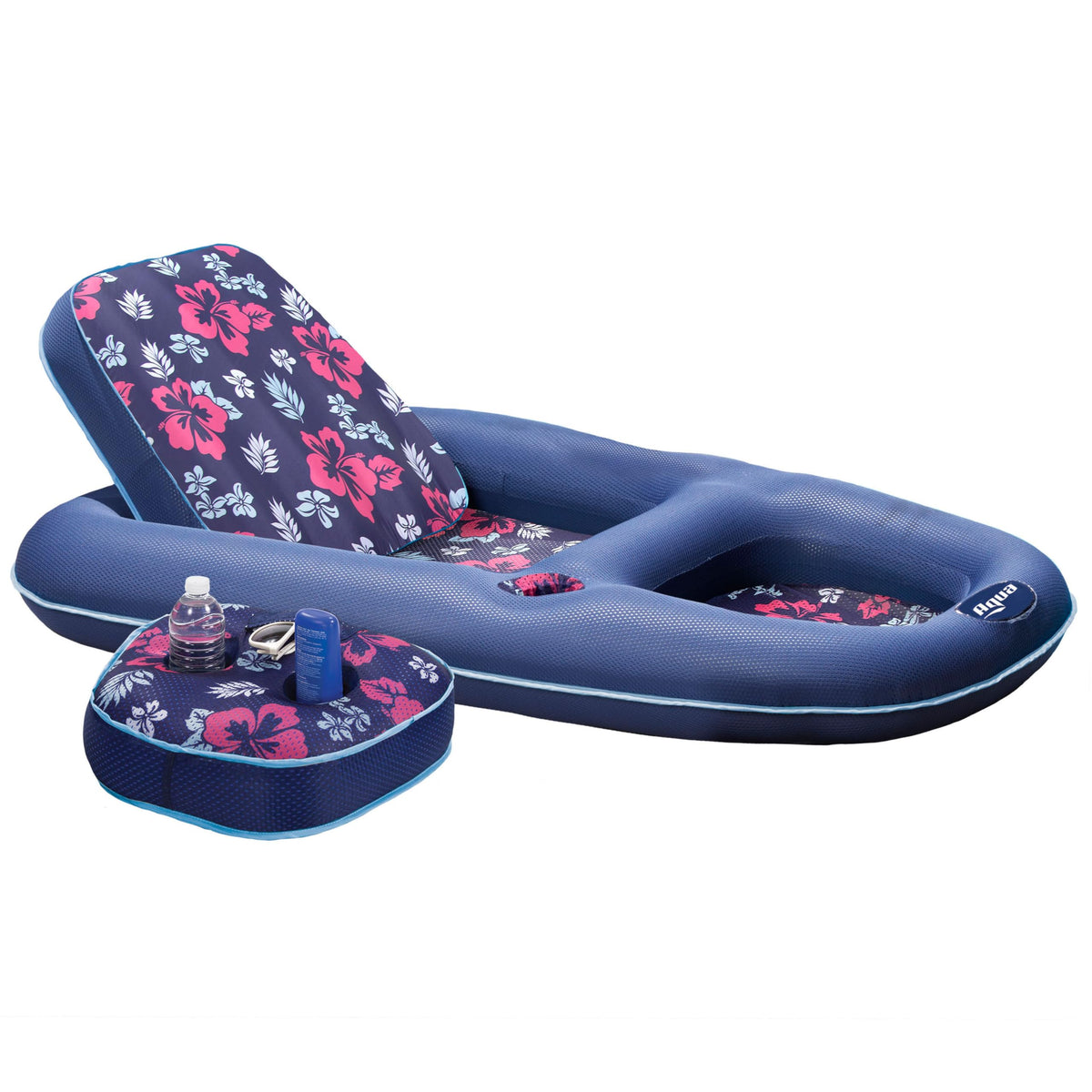 Aqua Campania Ultimate 2-in-1 Pool Float Lounge – Extra Large – Inflatable Pool Floats for Adults with Adjustable Backrest & Cupholder Caddy