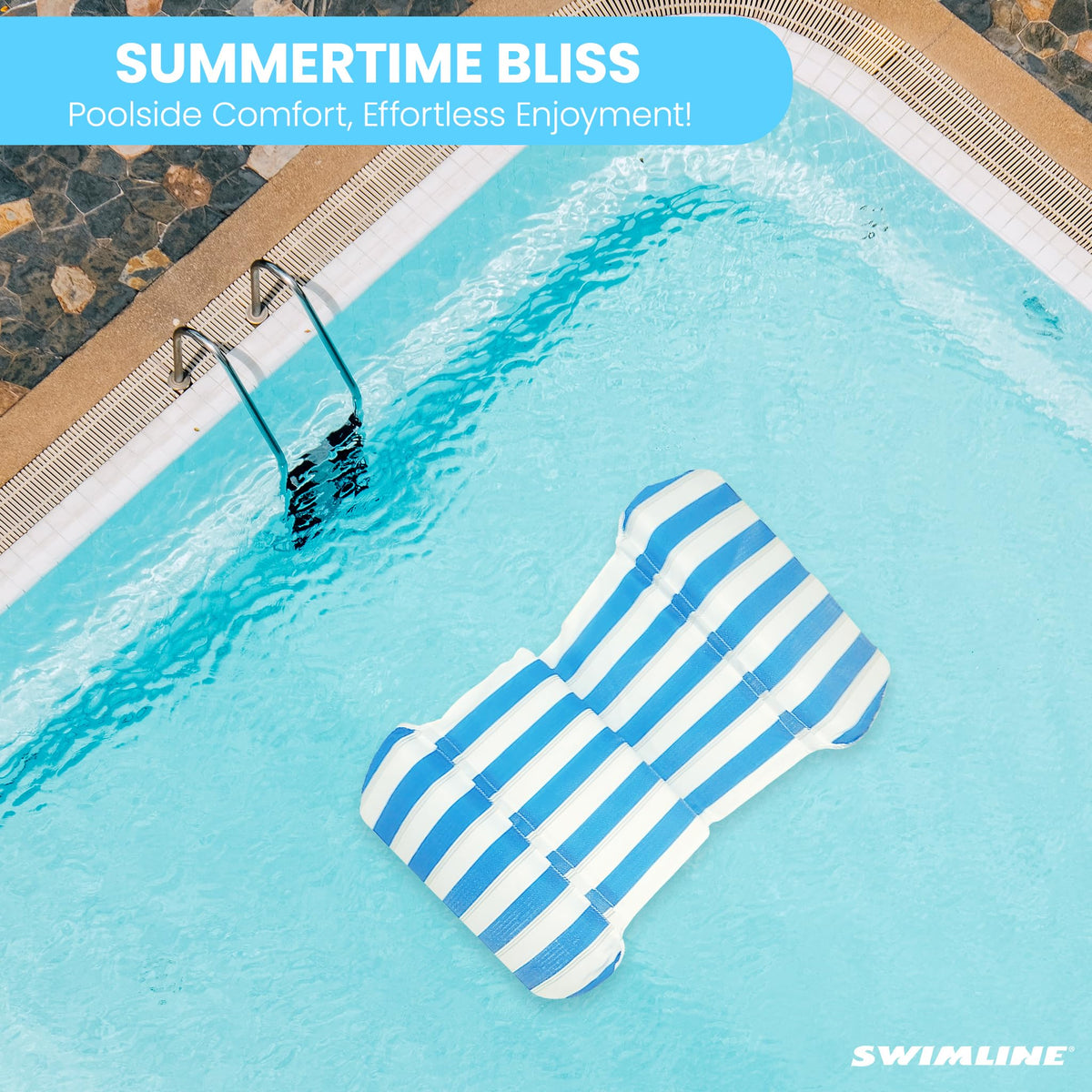 SWIMLINE Original 10000M Sunchaser Sling Style Floating Lounge Chair Pool Float | Molded Frame & Pontoon Design | Pool Floats Adult