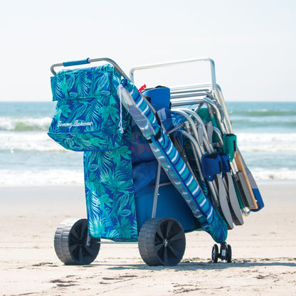 Tommy Bahama Wonder Wheeler Deluxe Folding Beach Cart, Blue