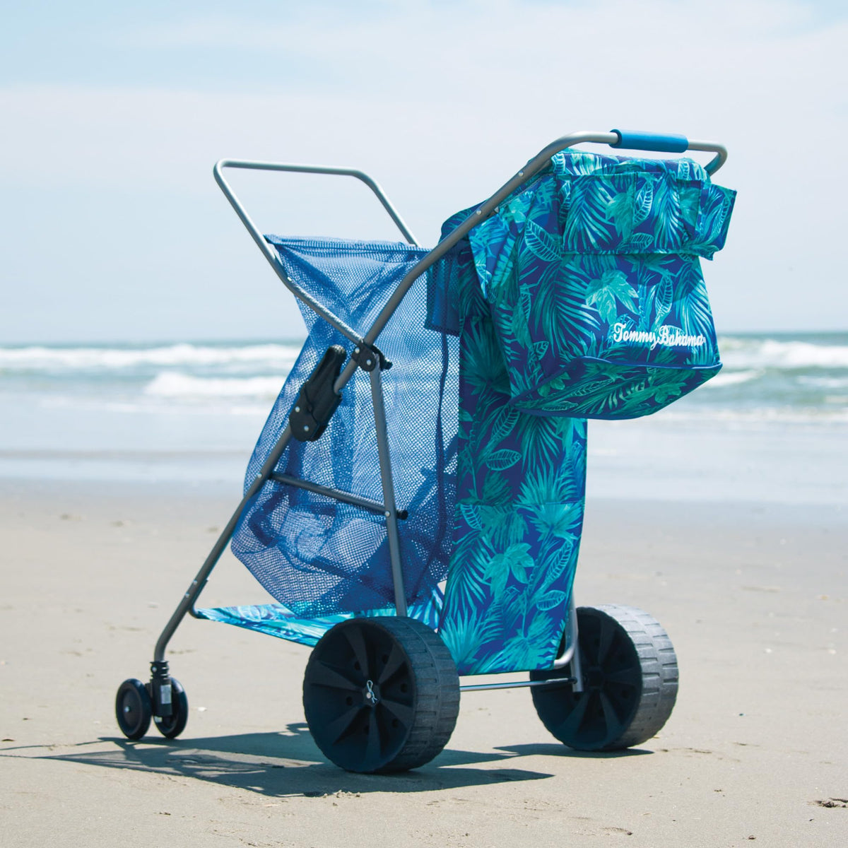 Tommy Bahama Wonder Wheeler Deluxe Folding Beach Cart, Blue