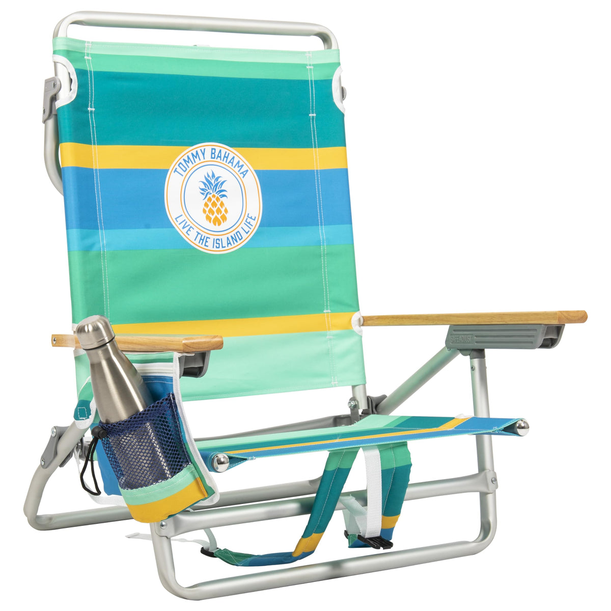 Tommy Bahama 5-Position Classic Lay Flat Backpack Beach Chair with Cooler and Cup Holder, Portable Folding Beach Chair for Tanning