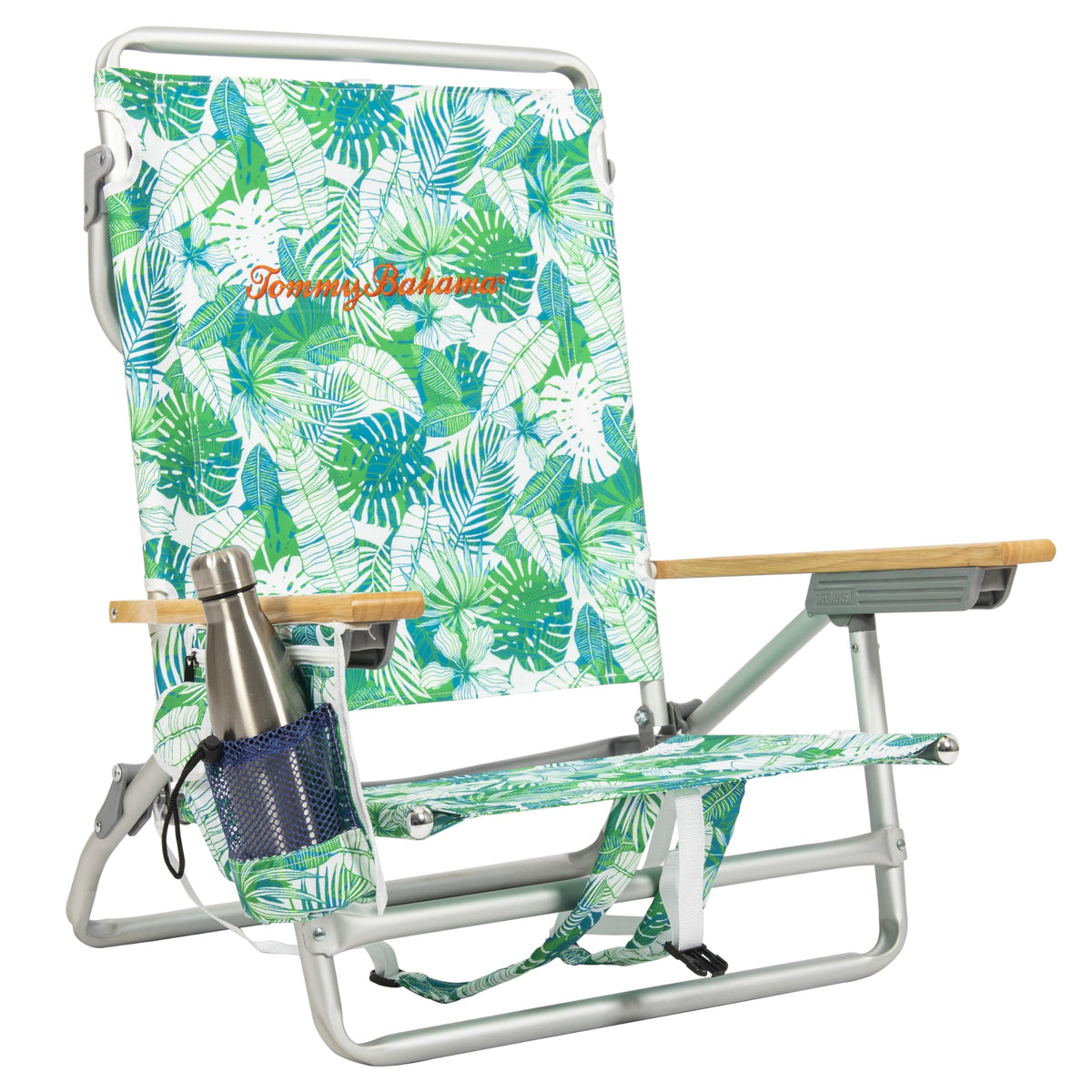 Tommy Bahama 5-Position Classic Lay Flat Backpack Beach Chair with Cooler and Cup Holder, Portable Folding Beach Chair for Tanning