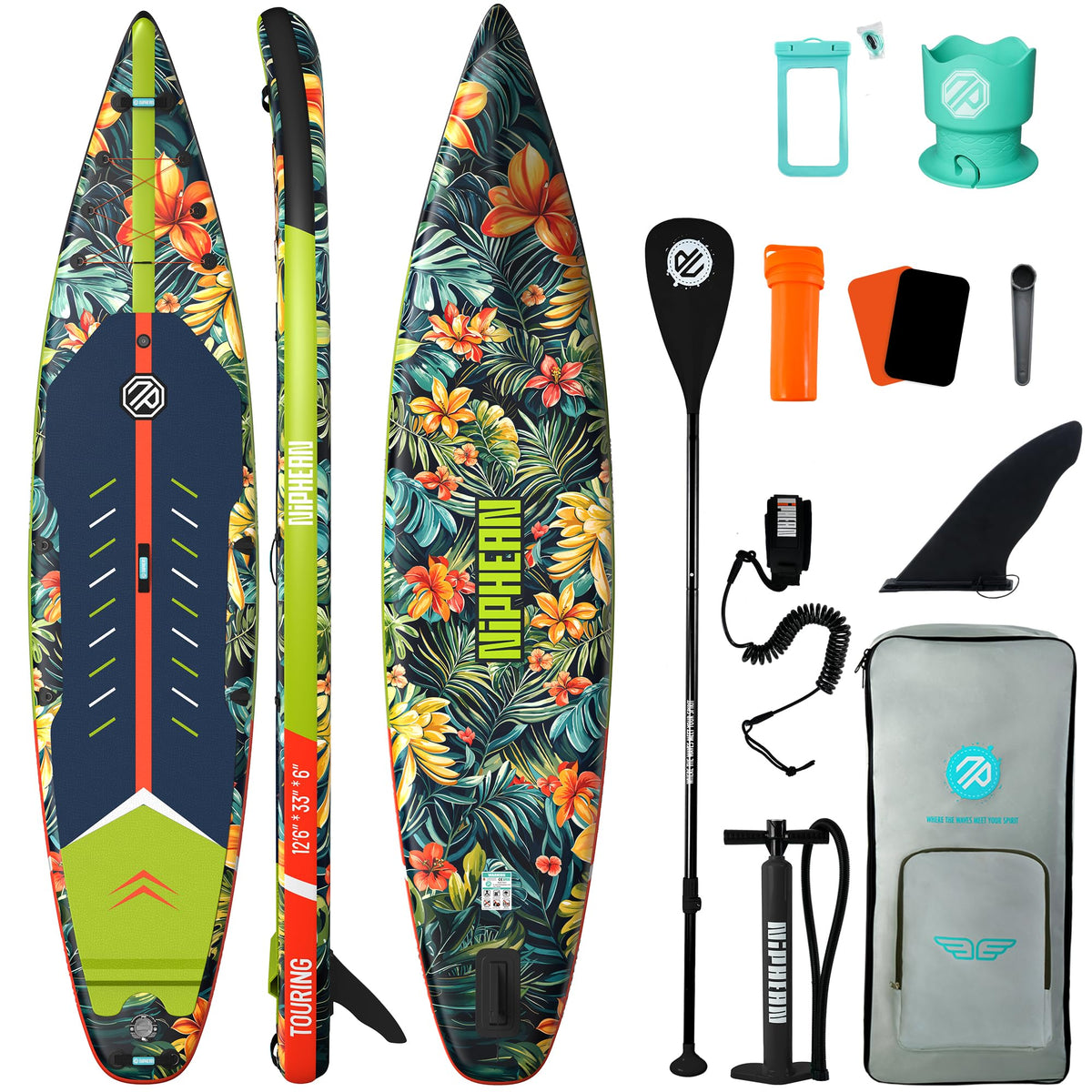 Niphean 12'6'' Inflatable Paddle Board with Accessories Touring SUP
