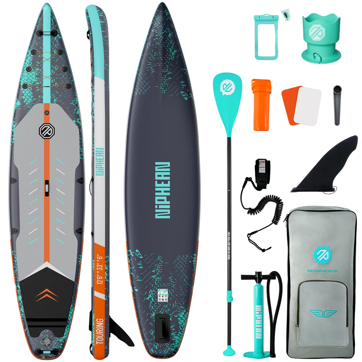 Niphean 12'6'' Inflatable Paddle Board with Accessories Touring SUP