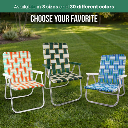 Lawn Chair USA - Outdoor Chairs for Camping. Made with Lightweight Aluminum Frames and UV-Resistant Webbing. Folds for Easy Storage 2- Pack