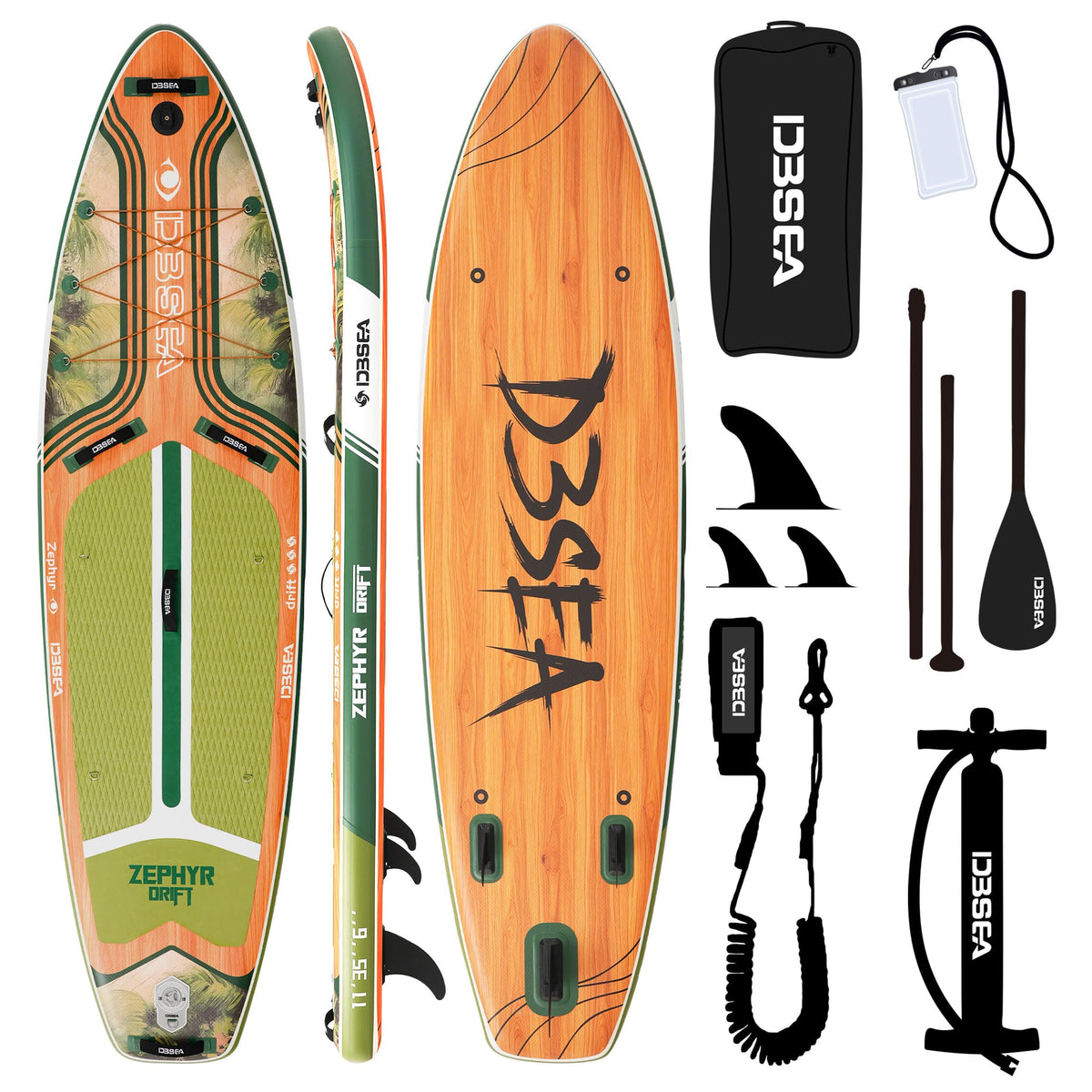 D3SEA Extra Wide Inflatable Stand Up Paddle Board