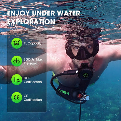 1L Mini Scuba Tank with Portable Air Cylinder