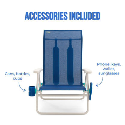Shibumi Tall Beach Chair for Adults & Seniors, 17 Inch High Seat, 400 lb Heavy Duty High Back Reclining Beach Chair, Lightweight Folding, Padded Backpack Straps, Cup Holder, Plus Size Aluminum Frame