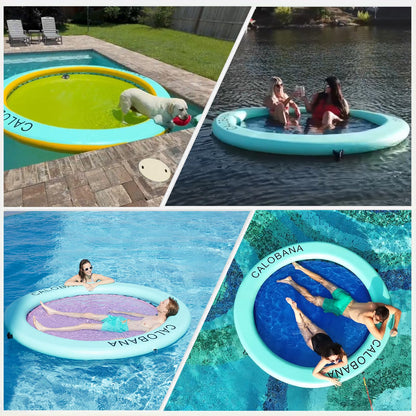 Inflatable Water Hammock with Round Floating Ring