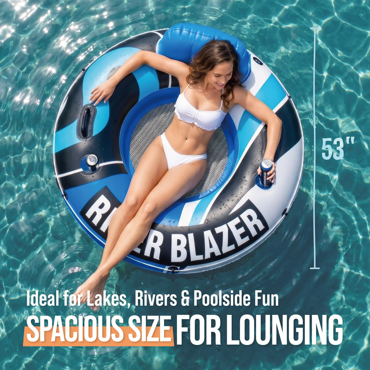 Heavy-Duty River Tube with Dual Cup Holders