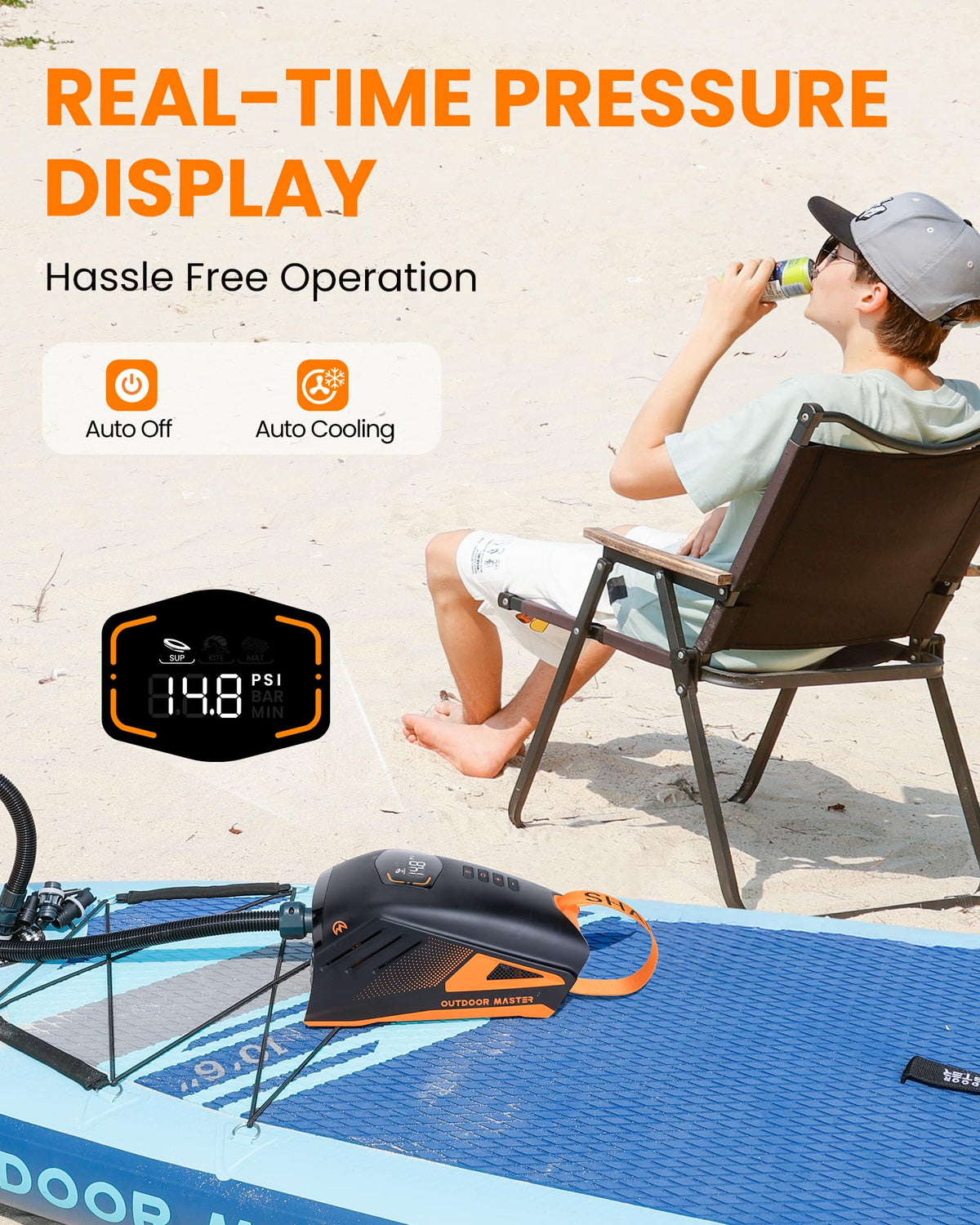 Electric SUP Pump with 74Wh Rechargeable Battery
